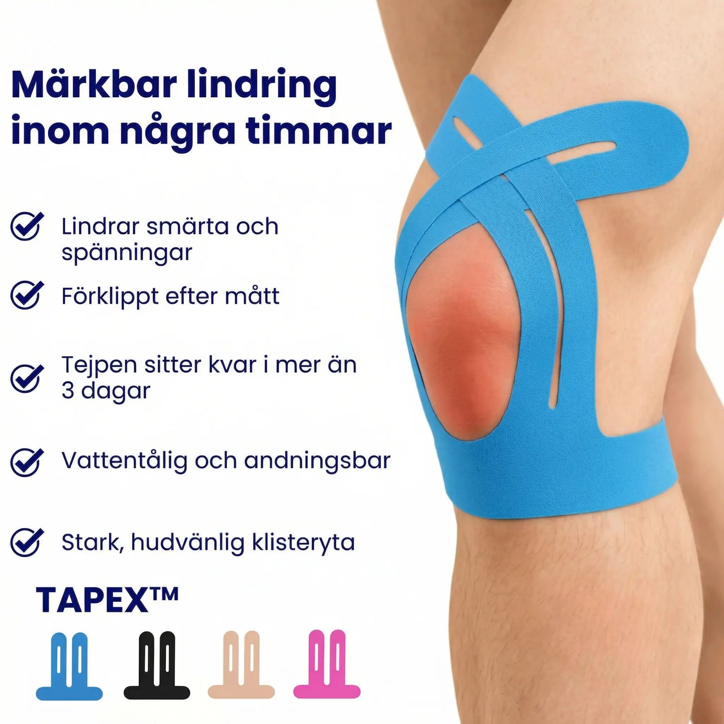 TAPEX™ – Kinesiotejp för stöd och avlastning av knät